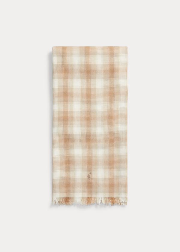 Ralph Lauren Bavlněné-Blend Plaid Scarf Béžový | WP6ZabsF