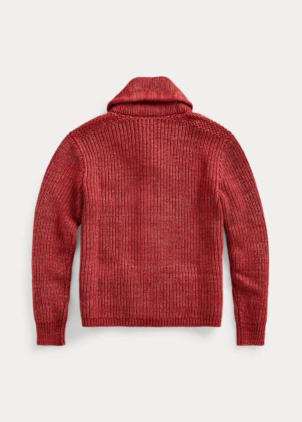 Ralph Lauren Bavlněné-Blend Shawl Cardigan Červené | UBbcP2ay