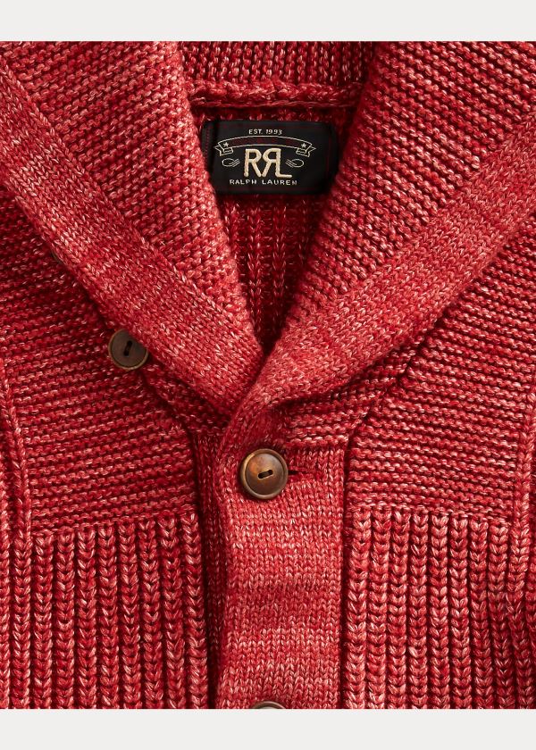 Ralph Lauren Bavlněné-Blend Shawl Cardigan Červené | UBbcP2ay