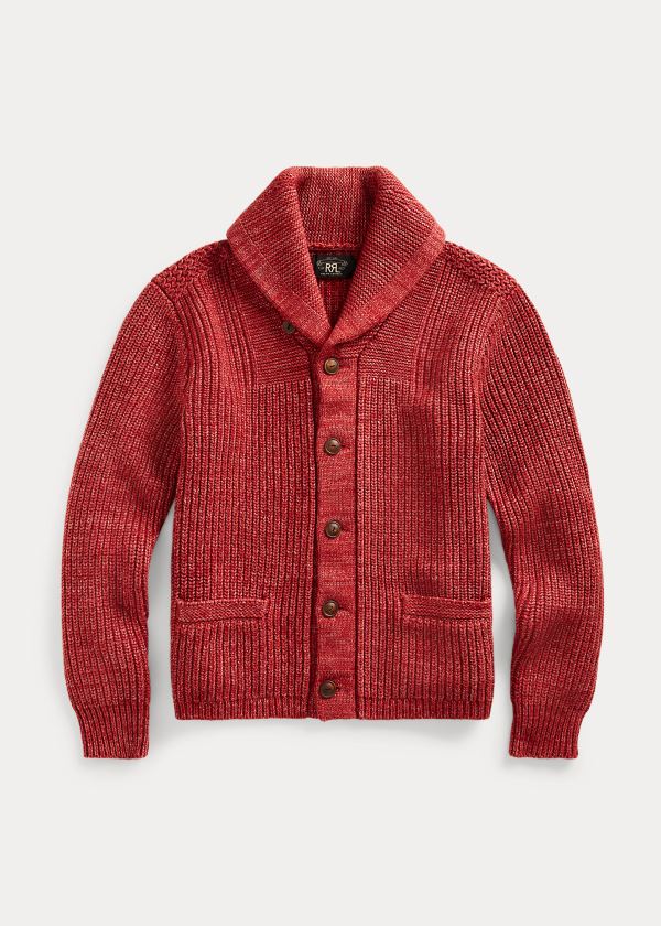 Ralph Lauren Bavlněné-Blend Shawl Cardigan Červené | UBbcP2ay