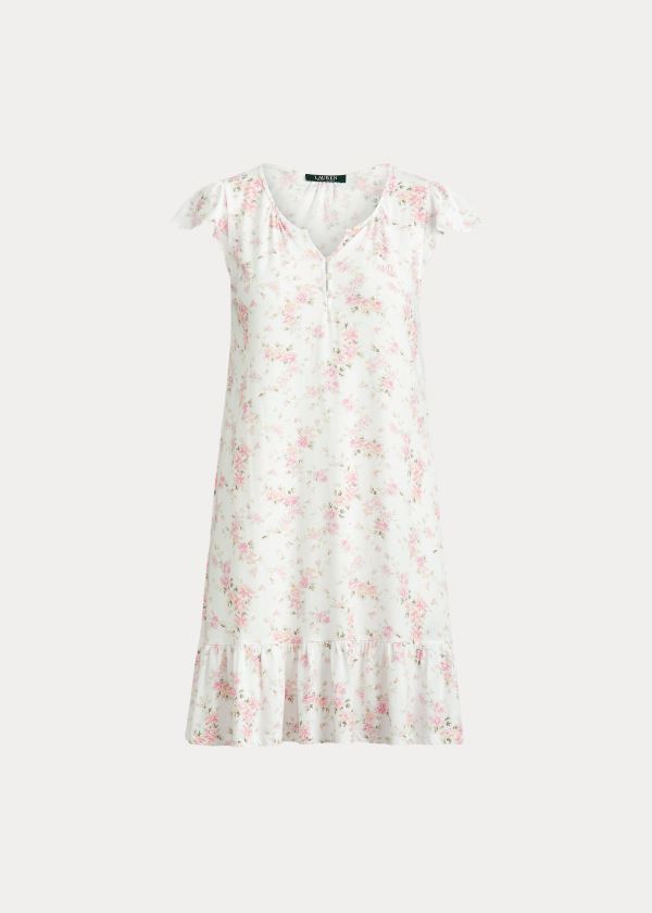 Ralph Lauren Bavlněné-Blend Sleep Shirt Bílé Růžové Viacfarebný | zlshZ9MX