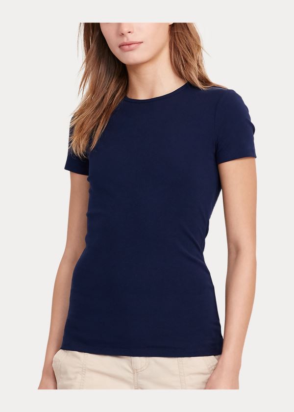 Ralph Lauren Bavlněné-Blend T-Shirt Tmavě Blankyt | tBj4LyYZ