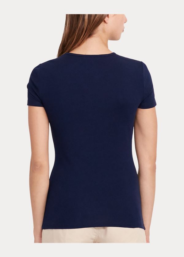 Ralph Lauren Bavlněné-Blend T-Shirt Tmavě Blankyt | tBj4LyYZ