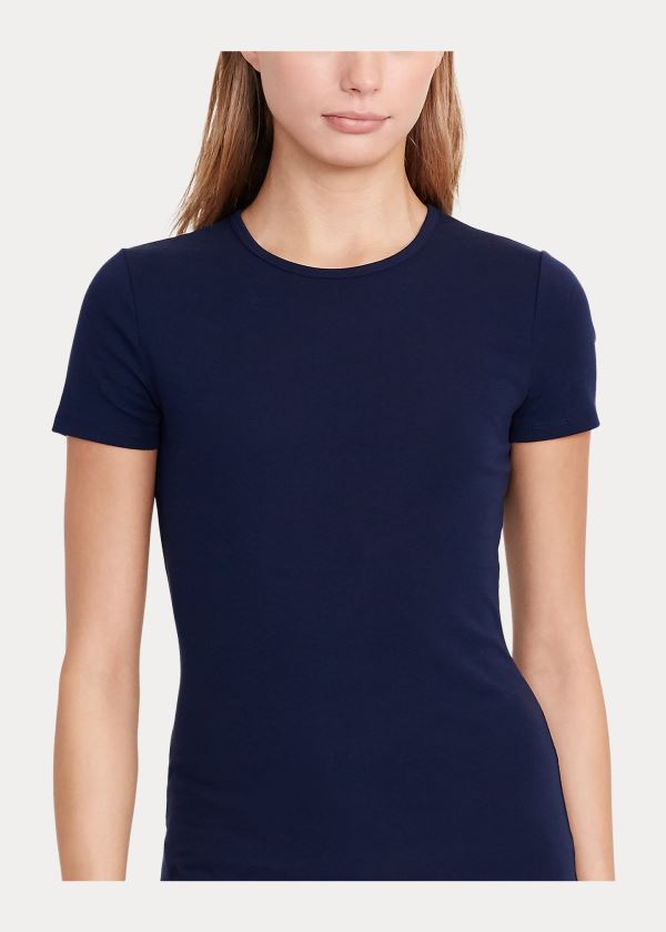 Ralph Lauren Bavlněné-Blend T-Shirt Tmavě Blankyt | tBj4LyYZ