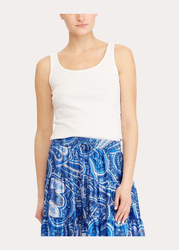 Ralph Lauren Bavlněné-Blend Tank Top Bílé | OCNbeF1G
