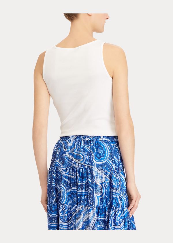 Ralph Lauren Bavlněné-Blend Tank Top Bílé | OCNbeF1G