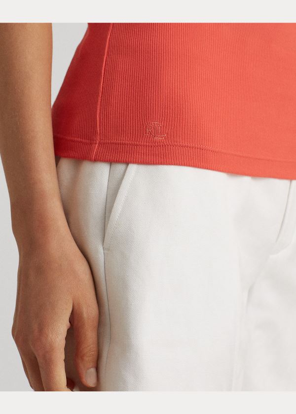 Ralph Lauren Bavlněné-Blend Tank Top Červené | EbQmRnkz