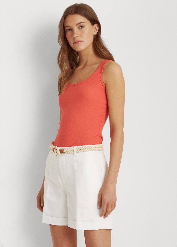 Ralph Lauren Bavlněné-Blend Tank Top Červené | EbQmRnkz