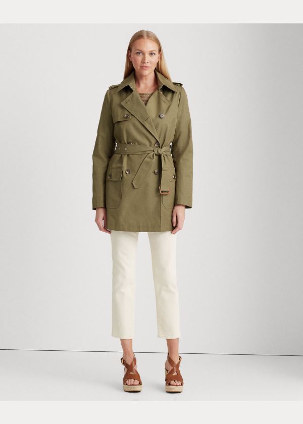 Ralph Lauren Bavlněné-Blend Trench Coat Olivy Zelené | T7sXeY3O