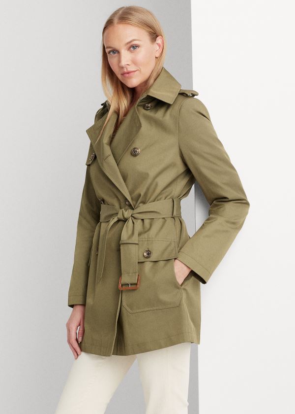 Ralph Lauren Bavlněné-Blend Trench Coat Olivy Zelené | T7sXeY3O