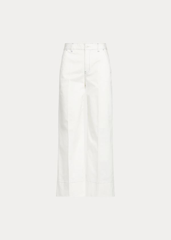 Ralph Lauren Bavlněné-Blend Široké-Leg Pant Světle Bílé | j3t4X89s