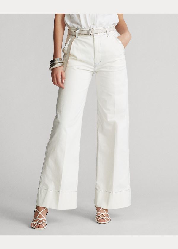 Ralph Lauren Bavlněné-Blend Široké-Leg Pant Světle Bílé | j3t4X89s