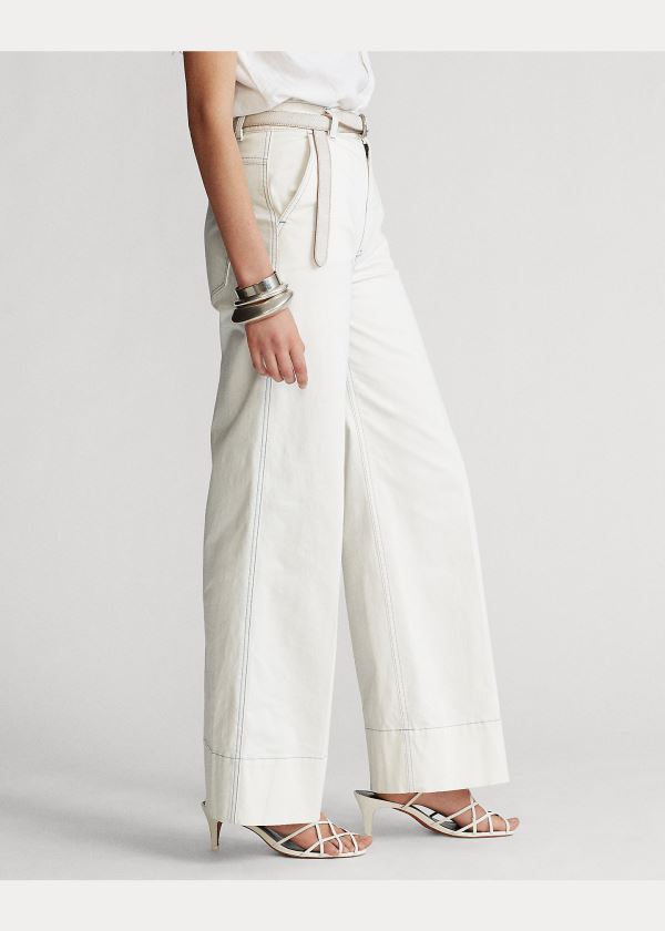 Ralph Lauren Bavlněné-Blend Široké-Leg Pant Světle Bílé | j3t4X89s