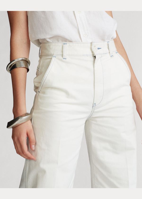 Ralph Lauren Bavlněné-Blend Široké-Leg Pant Světle Bílé | j3t4X89s