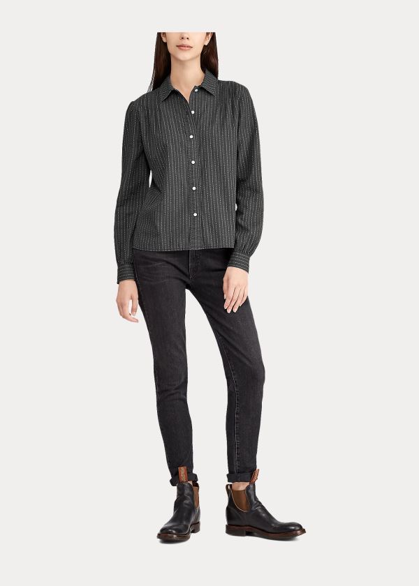 Ralph Lauren Bavlněné Blouse Černé Krém | bLvAABT4