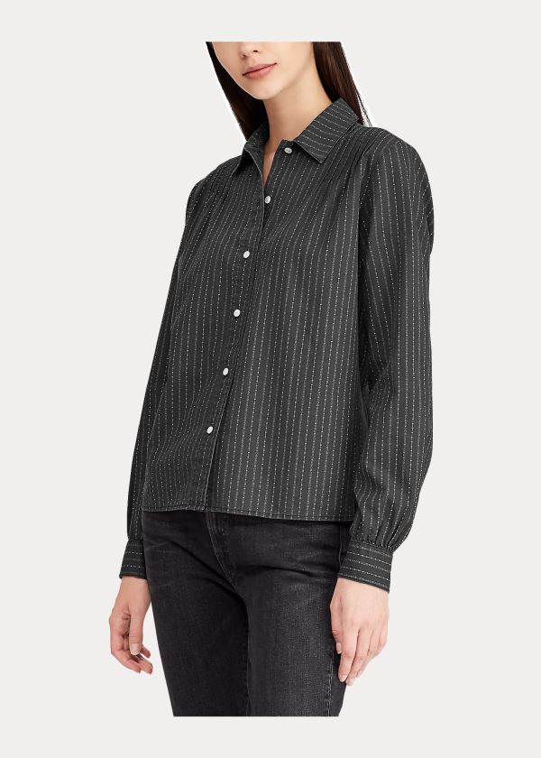 Ralph Lauren Bavlněné Blouse Černé Krém | bLvAABT4
