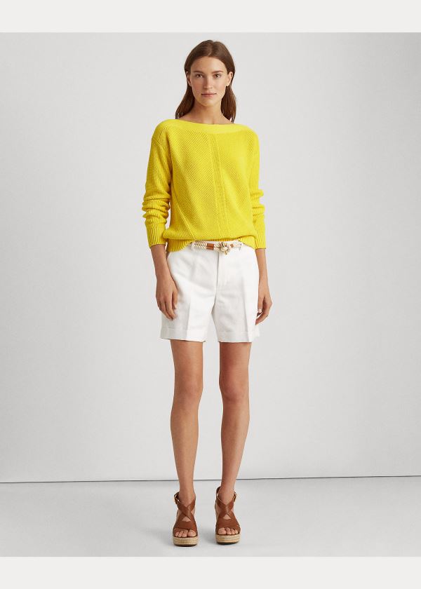 Ralph Lauren Bavlněné Boatneck Svetrové Žluté | jFe9tOZE