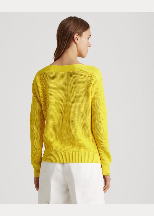Ralph Lauren Bavlněné Boatneck Svetrové Žluté | jFe9tOZE