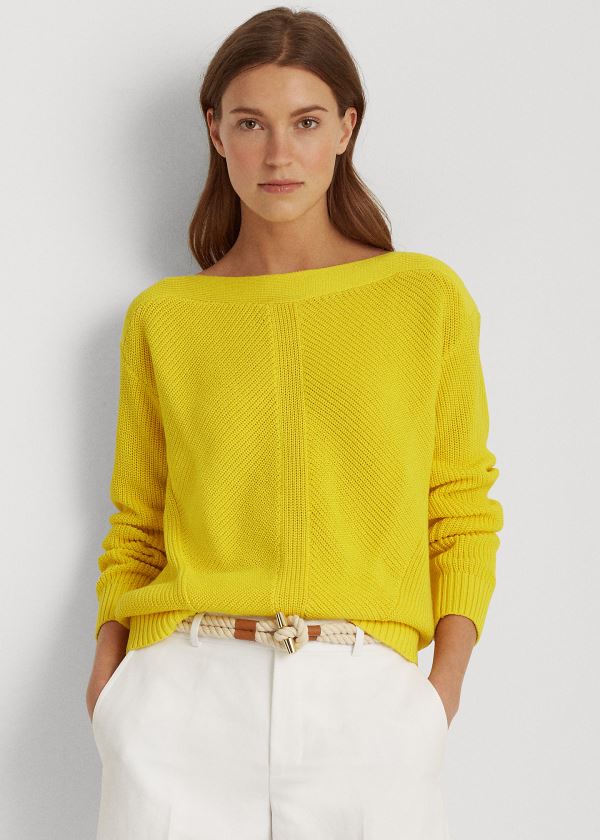 Ralph Lauren Bavlněné Boatneck Svetrové Žluté | jFe9tOZE