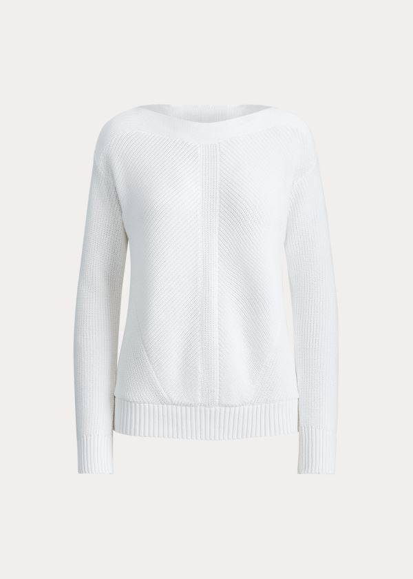 Ralph Lauren Bavlněné Boatneck Svetrové Bílé | uSdzhXNL