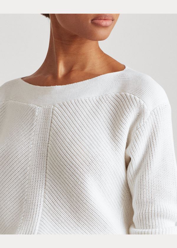 Ralph Lauren Bavlněné Boatneck Svetrové Bílé | uSdzhXNL