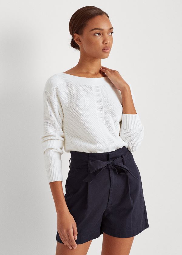 Ralph Lauren Bavlněné Boatneck Svetrové Bílé | uSdzhXNL