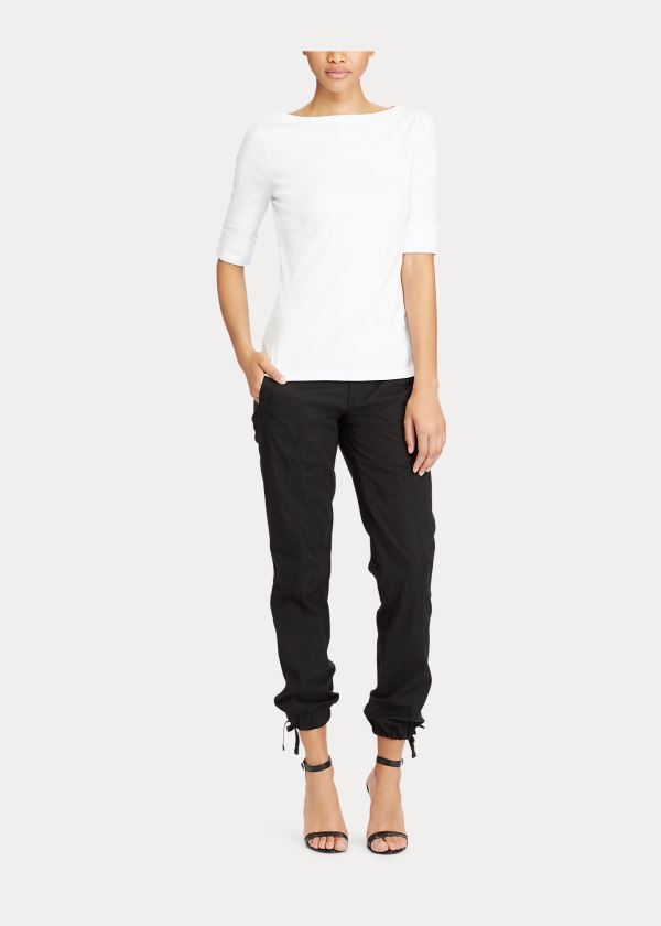 Ralph Lauren Bavlněné Boatneck Top Bílé | uxz6PDAj