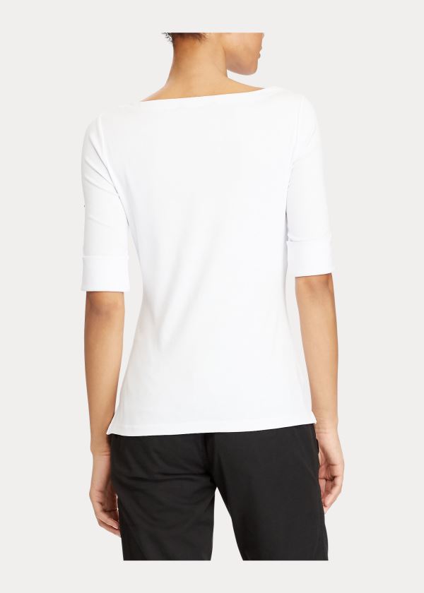 Ralph Lauren Bavlněné Boatneck Top Bílé | uxz6PDAj