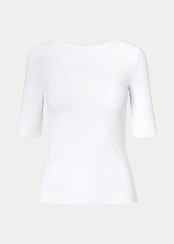 Ralph Lauren Bavlněné Boatneck Top Bílé | uxz6PDAj