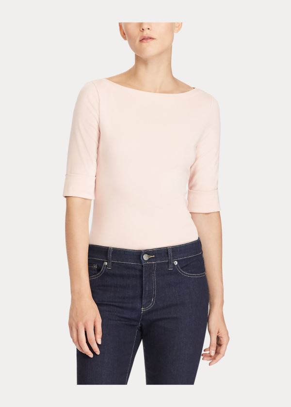Ralph Lauren Bavlněné Boatneck Top Růžové | vS3EFNoB