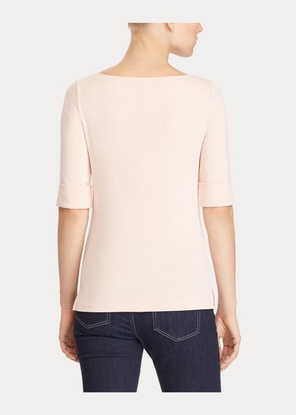 Ralph Lauren Bavlněné Boatneck Top Růžové | vS3EFNoB