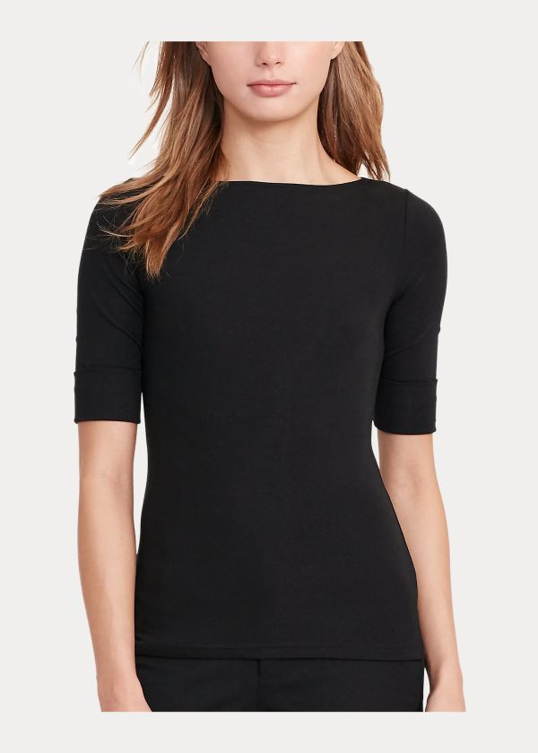 Ralph Lauren Bavlněné Boatneck Top Černé | nubtgLbR