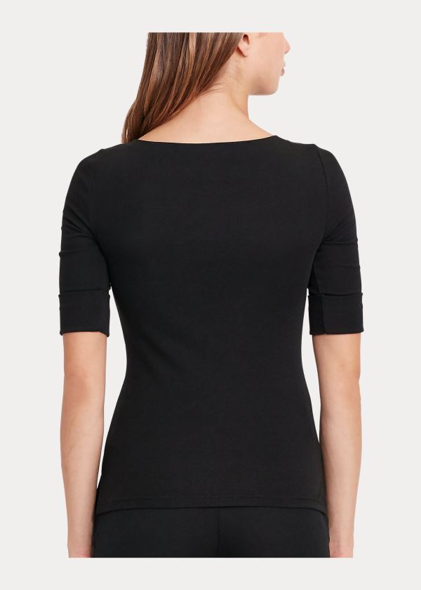 Ralph Lauren Bavlněné Boatneck Top Černé | nubtgLbR