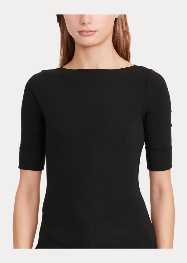 Ralph Lauren Bavlněné Boatneck Top Černé | nubtgLbR