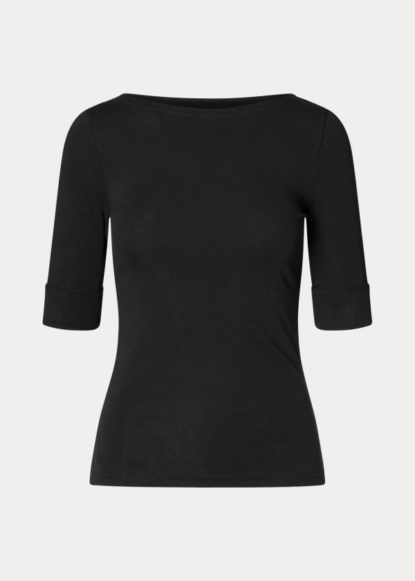 Ralph Lauren Bavlněné Boatneck Top Černé | nubtgLbR