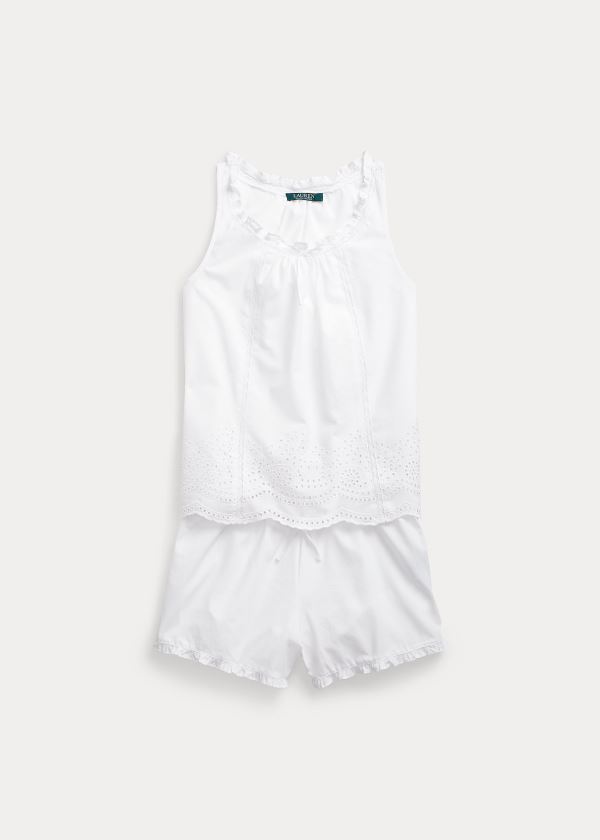 Ralph Lauren Bavlněné Boxerské PJ Set Bílé | 7kq2snPf