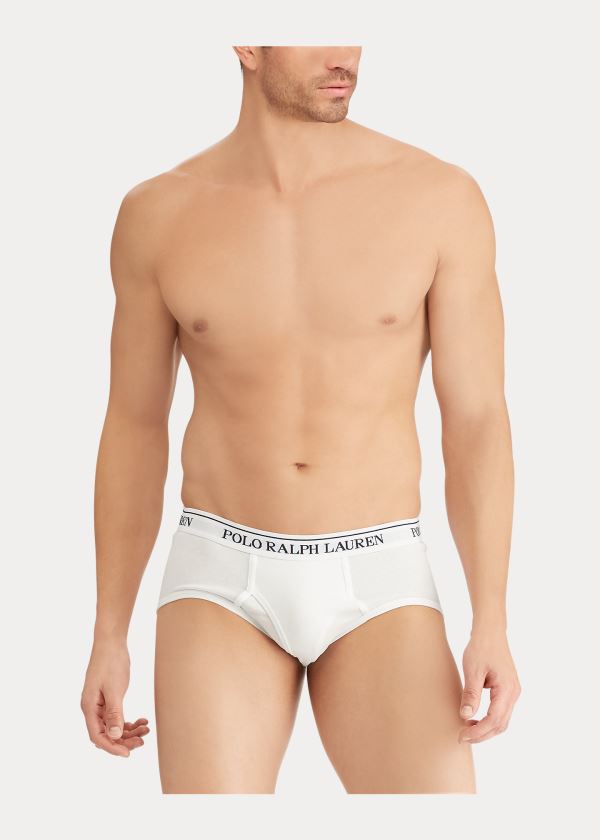 Ralph Lauren Bavlněné Brief 4-Pack Bílé | ttQPDoWC