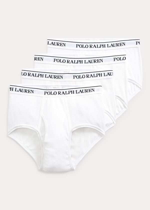 Ralph Lauren Bavlněné Brief 4-Pack Bílé | ttQPDoWC