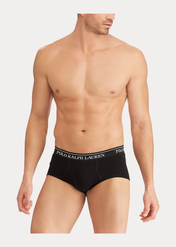 Ralph Lauren Bavlněné Brief 4-Pack Černé | XzzScKtv