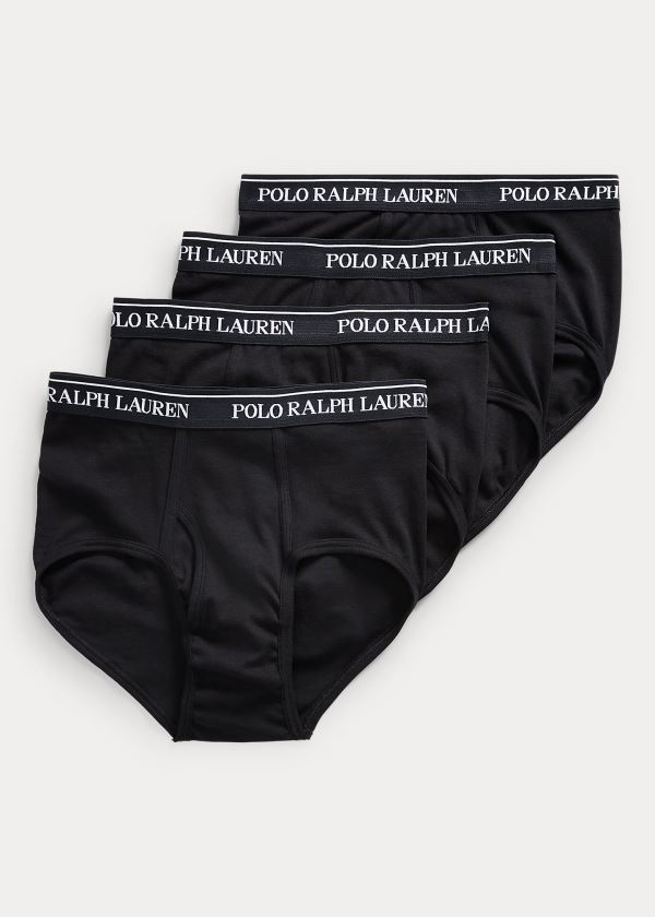 Ralph Lauren Bavlněné Brief 4-Pack Černé | XzzScKtv