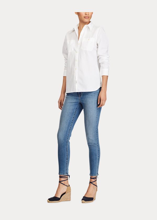 Ralph Lauren Bavlněné Broadcloth Shirt Bílé | 30VWpV69