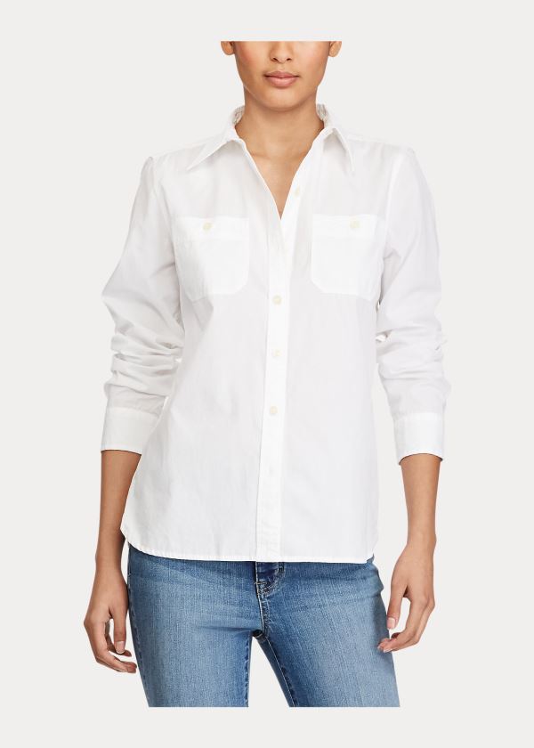 Ralph Lauren Bavlněné Broadcloth Shirt Bílé | 30VWpV69