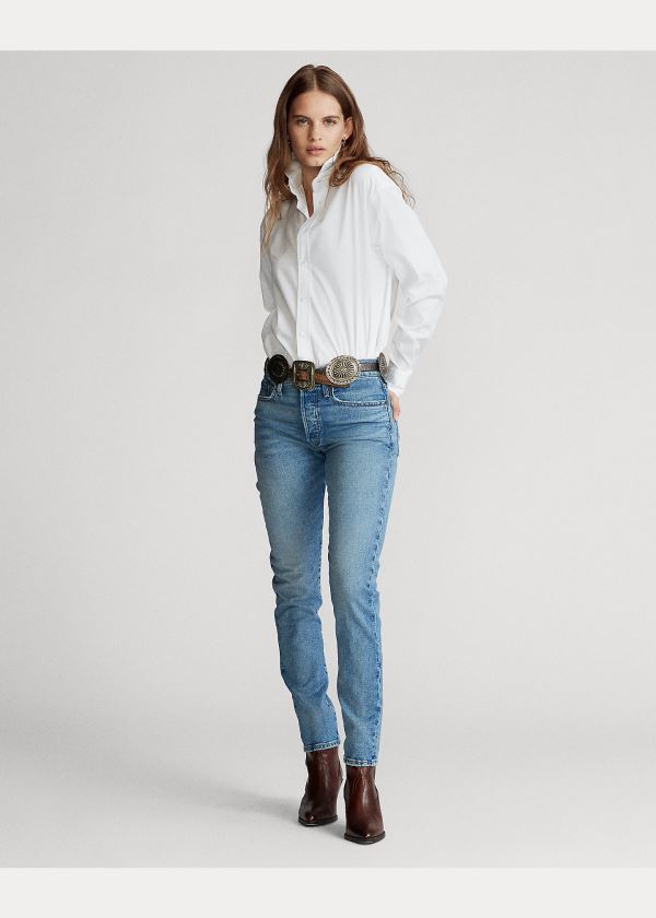Ralph Lauren Bavlněné Broadcloth Shirt Bílé | Lp6DbXy6