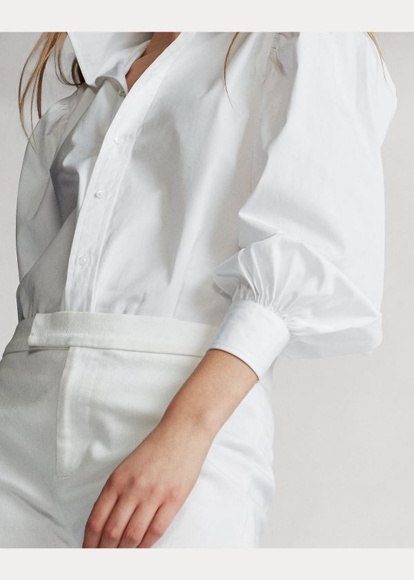 Ralph Lauren Bavlněné Broadcloth Shirt Bílé | zLxiwqzH