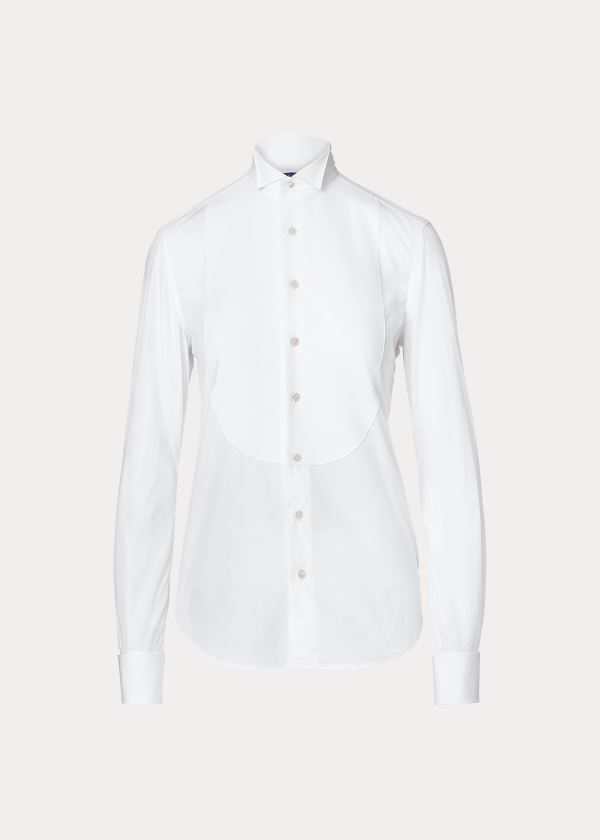 Ralph Lauren Bavlněné Broadcloth Tuxedo Shirt Bílé | RtMSZN8o