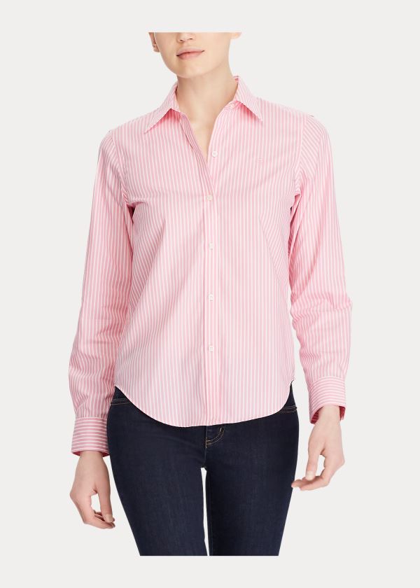 Ralph Lauren Bavlněné Button-Down Shirt Růžové Bílé | 4msmN2jV