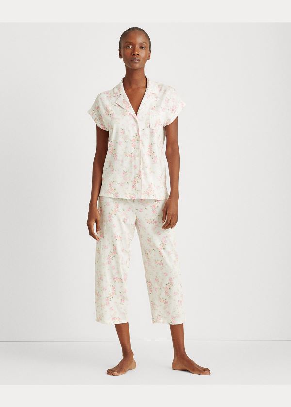 Ralph Lauren Bavlněné Capri Sleep Set Bílé Růžové Viacfarebný | v3xUehU1