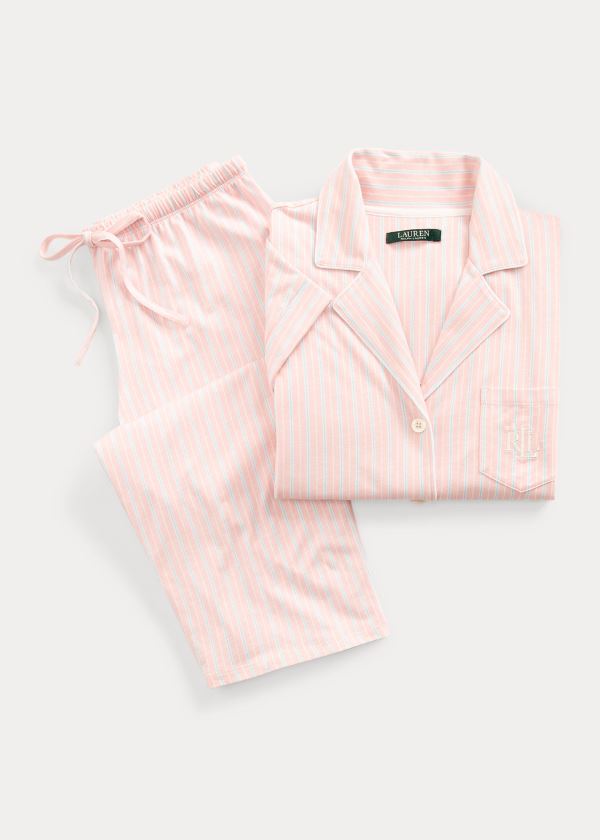 Ralph Lauren Bavlněné Capri Sleep Set Růžové Proužek | NastMl50