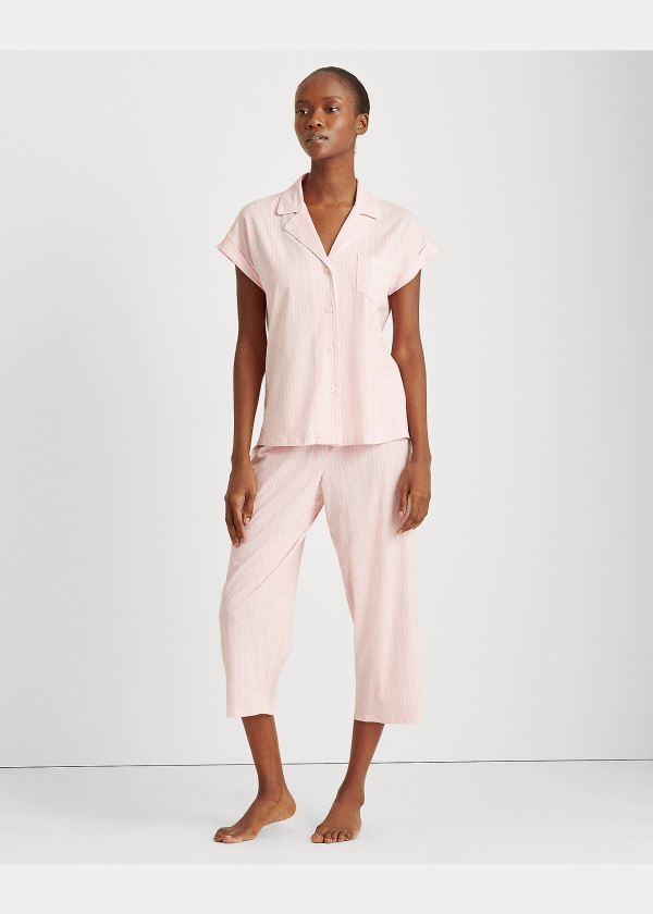 Ralph Lauren Bavlněné Capri Sleep Set Růžové Proužek | NastMl50