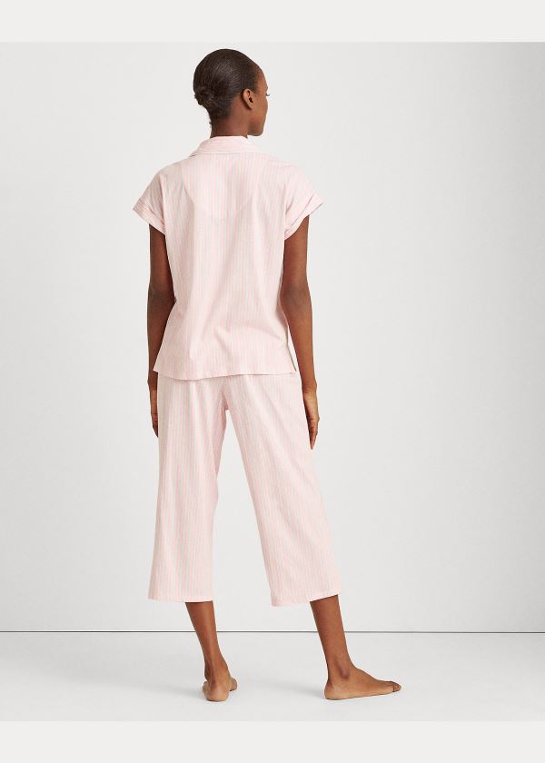 Ralph Lauren Bavlněné Capri Sleep Set Růžové Proužek | NastMl50